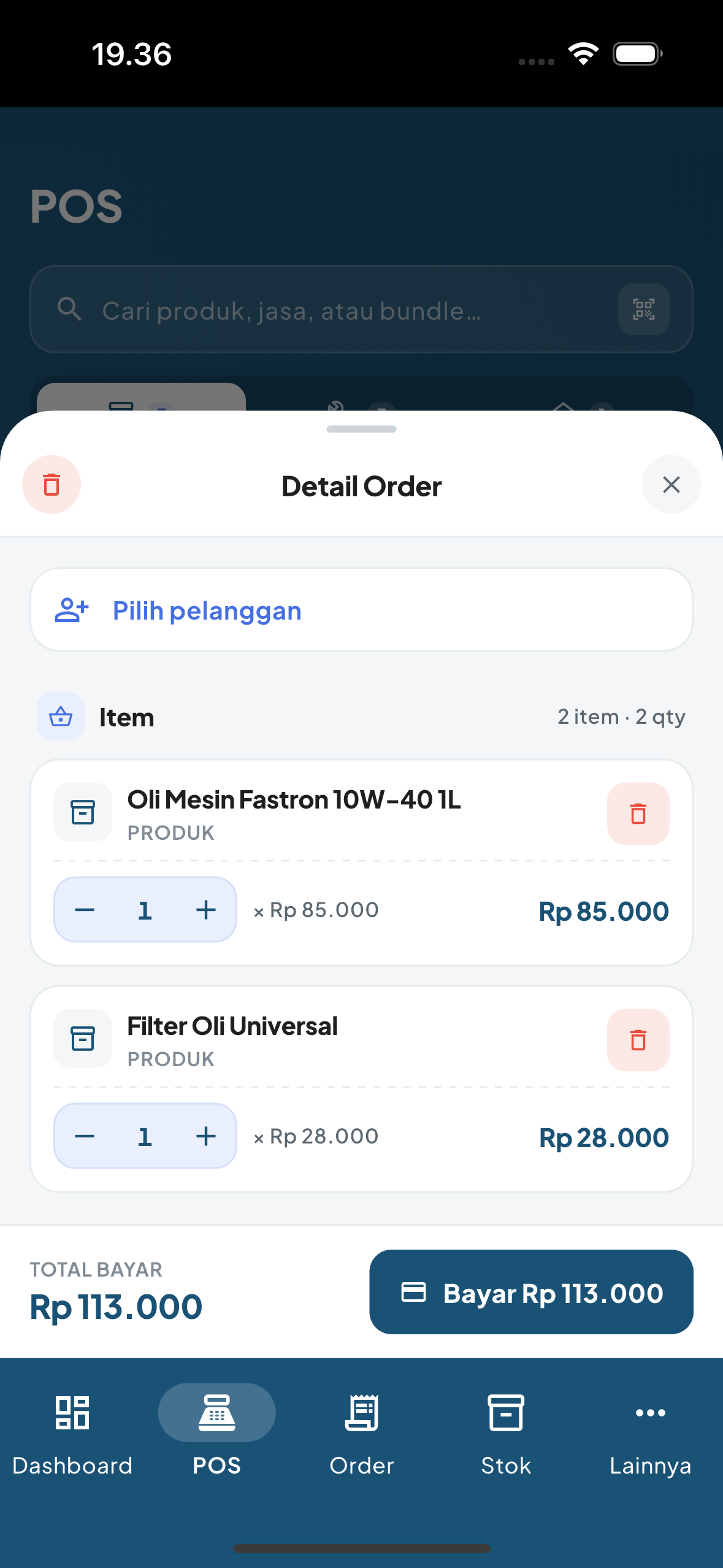 Bengkelku — detail order sebelum bayar